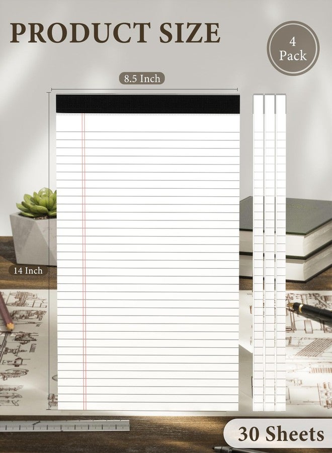 Zaviko Note Pads 8.5 x 14 Wide Ruled, 4 Pack Legal Pads 8.5 x 14 White Paper Pads Lined Paper Tablets, Notebook Pads 8.5x14, White Lined Paper Pads 8.5x14 Writing Pad, 70 GSM Notebook Paper, 30 Sheets/Pad - Image 2